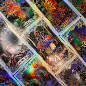 Cthulhu Holographic Tarot Card Bookmark with Tassel, Written Tarot Reading, PVC Waterproof Wrinkle Resistant, Intuitively Chosen, Lovecraft